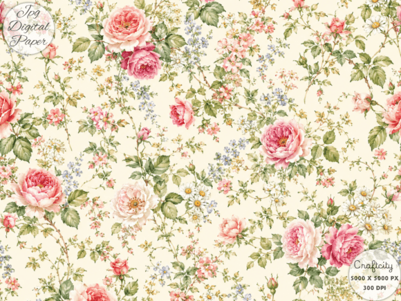 Download English Rose Cottage Garden Pattern, Vin - English Collection