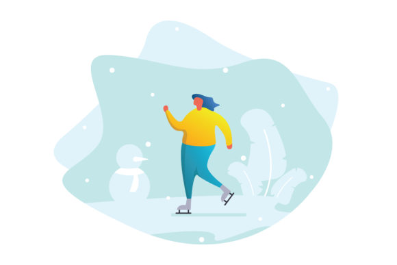 Download Flat Illustration Ice Skating - Premium Bundle