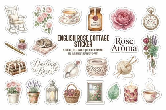 Download English Rose Cottage Sticker - English Collection