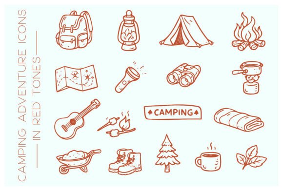 Download Camping Adventure Doodle Icon Set - Adventure Collection