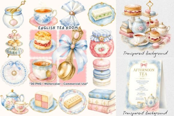 Download Coquette English Tea Room Clipart - English Collection