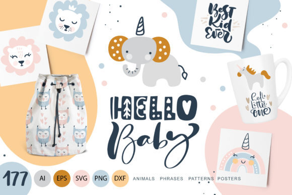 Download Hello Baby Animals &amp; Calligraphy - Premium Resources