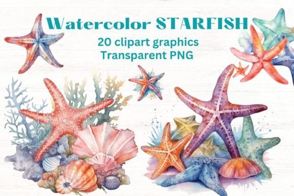 Download Watercolor Ocean Starfish Clipart X20 - Starfish Collection