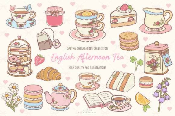 Download English Afternoon Tea CottagecoreClipart - English Collection