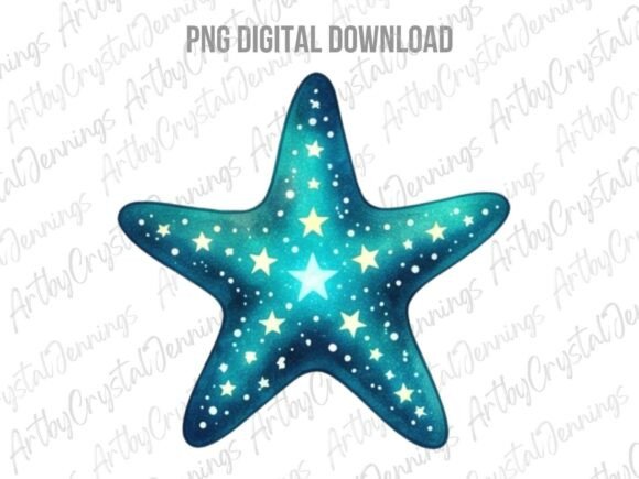 Download Teal Starfish Starry Night PNG - Starfish Collection