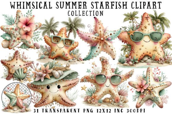 Download Whimsical Summer Starfish Clipart - Starfish Collection